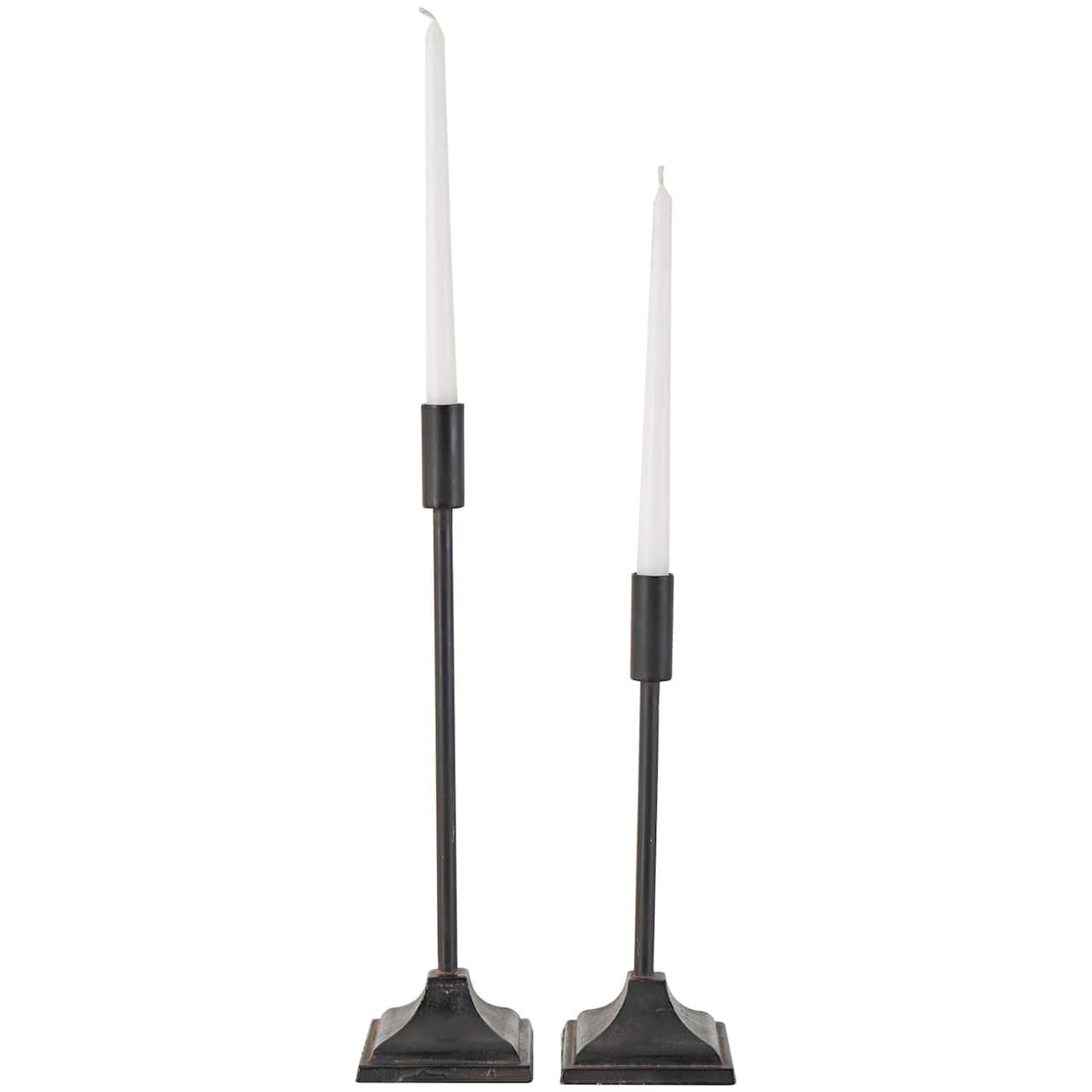 Black Metal Slim Minimalistic Candle Holder Set